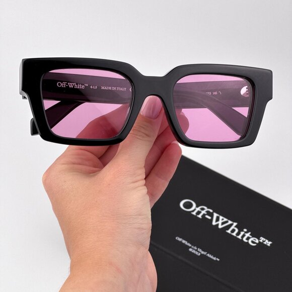 Off-White VIRGIL Sunglasses – Black Square Frame Pink Lense | Model OERI008 1030 - Picture 2 of 11